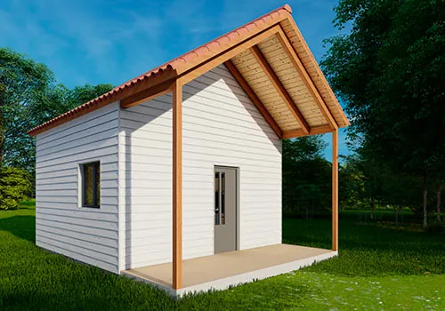 Casa prefabricada Standar de madera 25m2 buhardilla + cubierta a dos aguas