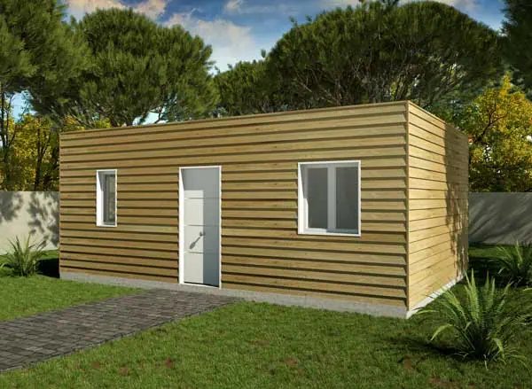 Casa prefabricada de madera 38m2 cubierta plana