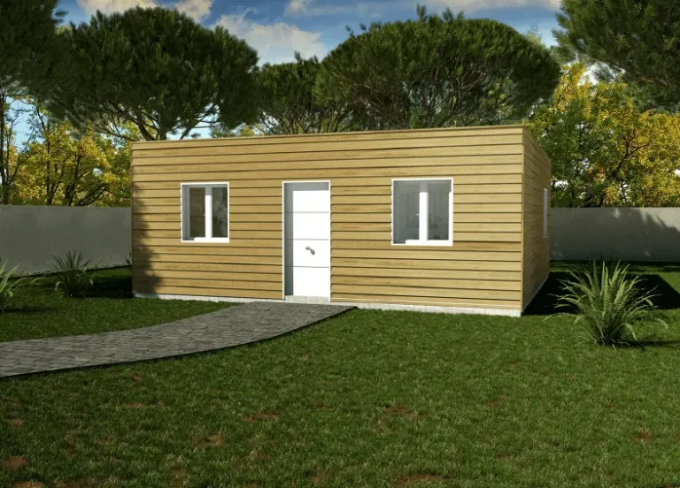 Casa prefabricada de madera 56m2 cubierta plana