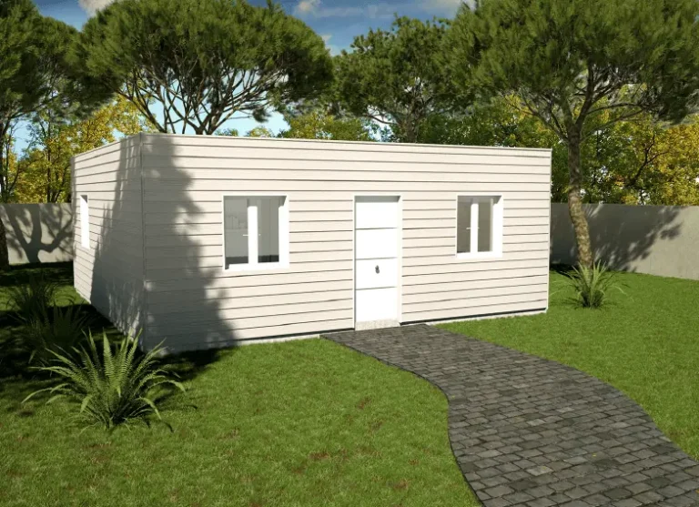 Casa prefabricada de madera cedral 56m2 cubierta plana