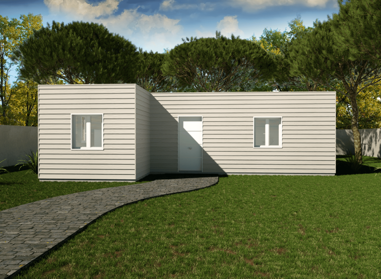 Casa prefabricada de madera cedral 83m2 cubierta plana