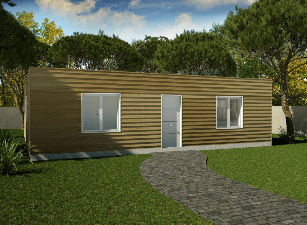 Casa prefabricada de madera 100m2 cubierta plana