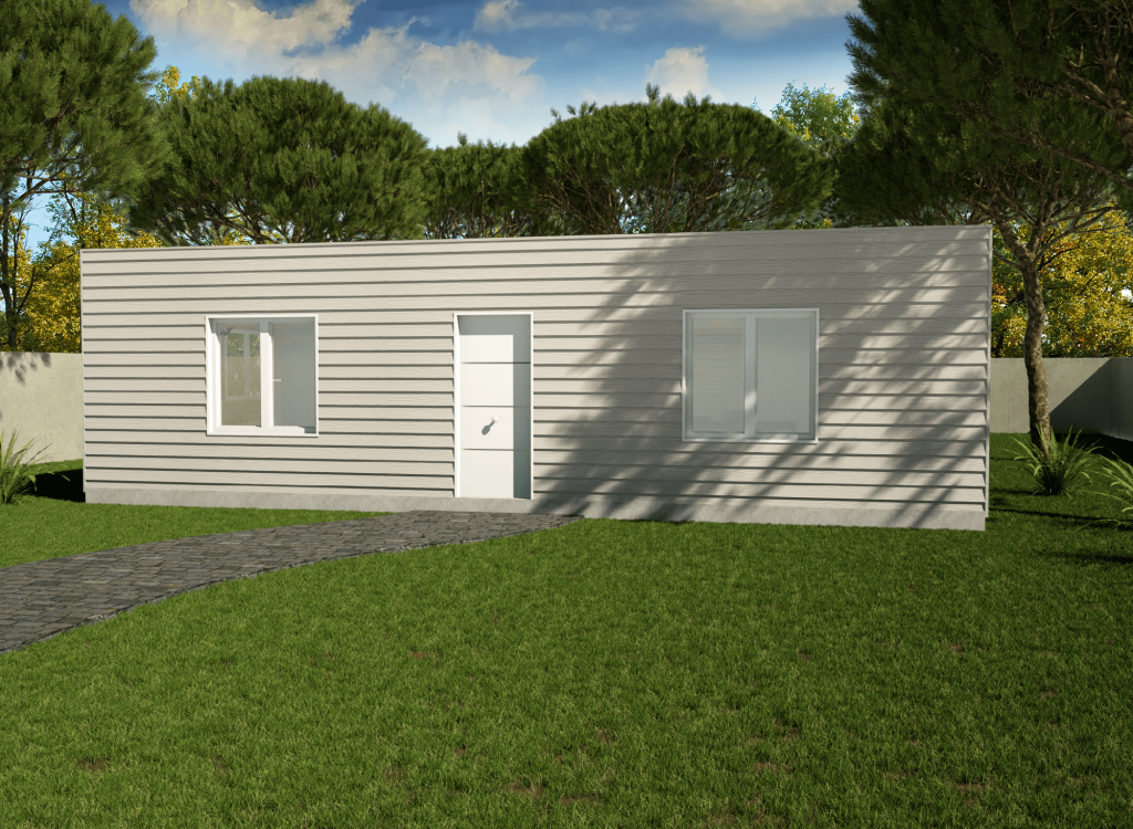 Casa prefabricada de madera cedral 100m2 cubierta plana