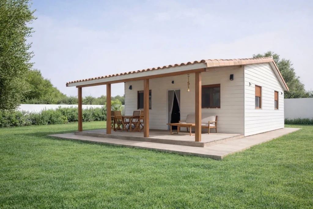 Casa prefabricada Standar de madera 56m2 cubierta dos aguas