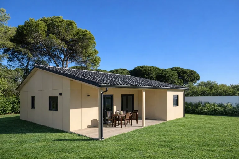 Casa prefabricada Standar de madera 83m2 cubierta a dos aguas