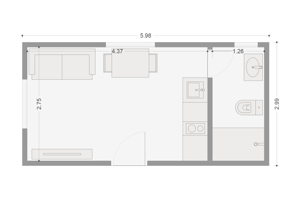 Plano Casa modular 18m2