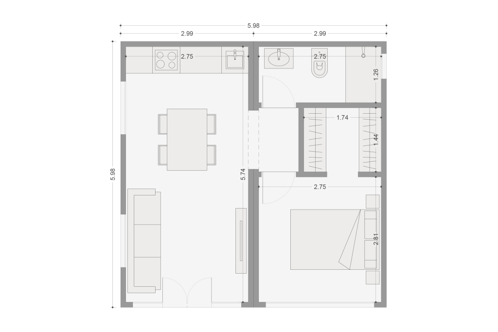 Plano Casa modular 36m2