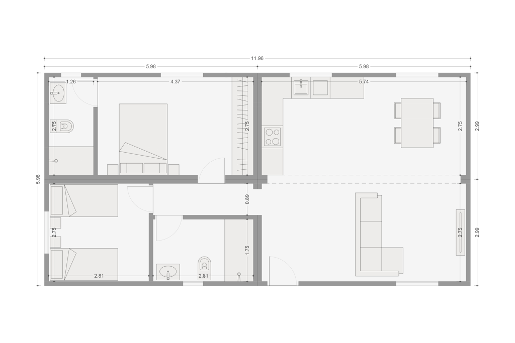 Plano Casa modular 72m2