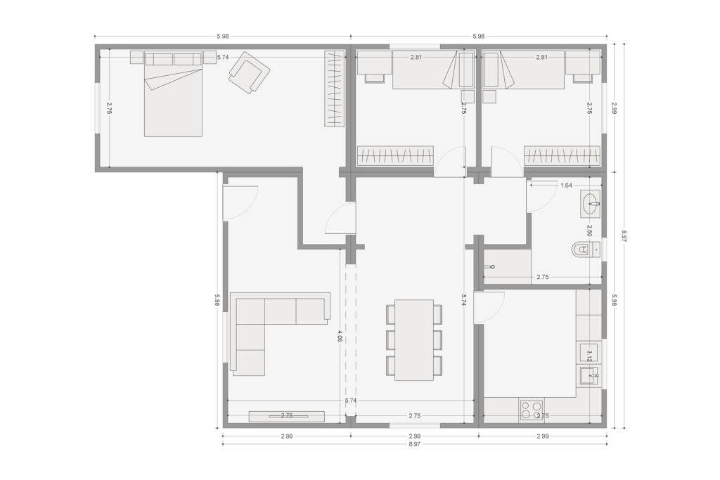 Plano Casa modular 90m2