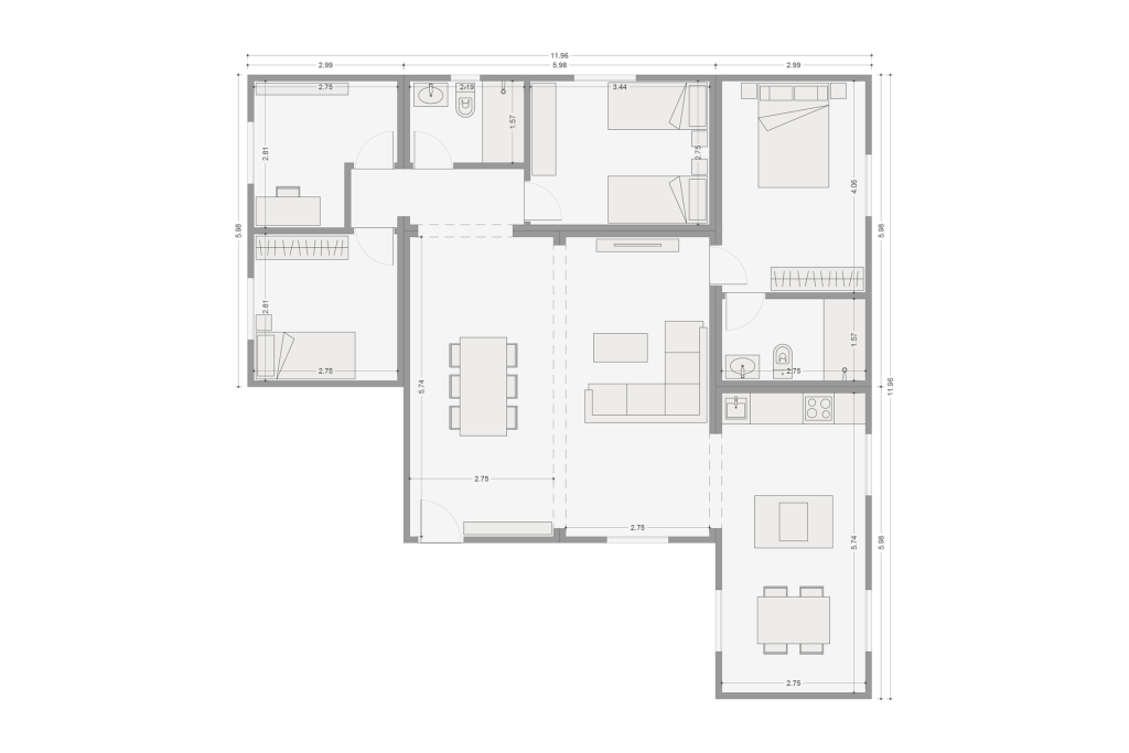 Plano Casa modular 108m2