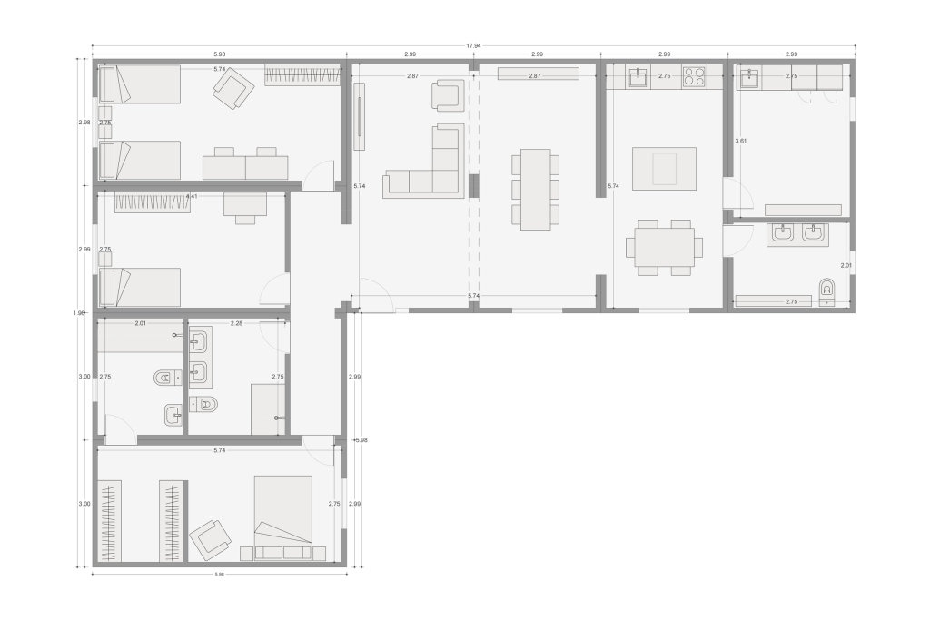 Plano Casa modular 144m2
